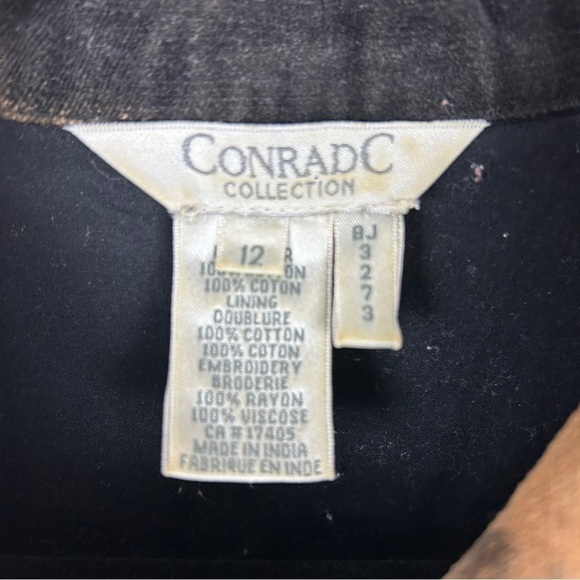 Vintage Conrad C Western Aztec Cotton Embroidered Jacket Size 12 Black Brown - Picture 4 of 13